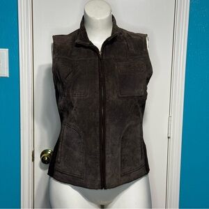 Chico's Dark Chocolate Brown Suede & Knit Vest Size 1 or Medium